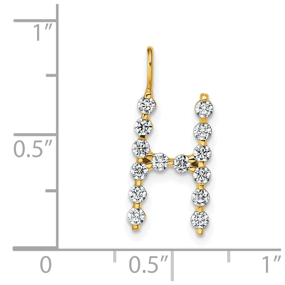 True Origin 14K Yellow Gold 1/2 carat Lab Grown Diamond VS+ F+ Complete Alphabet H Pendant