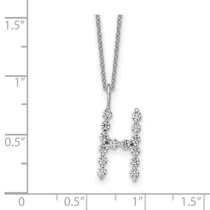 True Origin 14K White Gold 1/2 carat Lab Grown Diamond VS+ F+ Complete Alphabet H Pendant Necklace