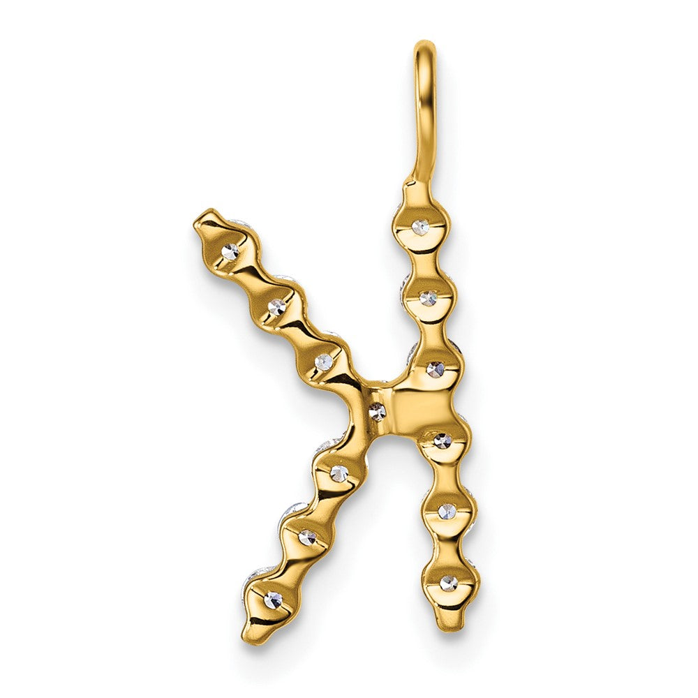 True Origin 14K Yellow Gold 3/8 carat Lab Grown Diamond VS+ F+ Complete Alphabet K Pendant