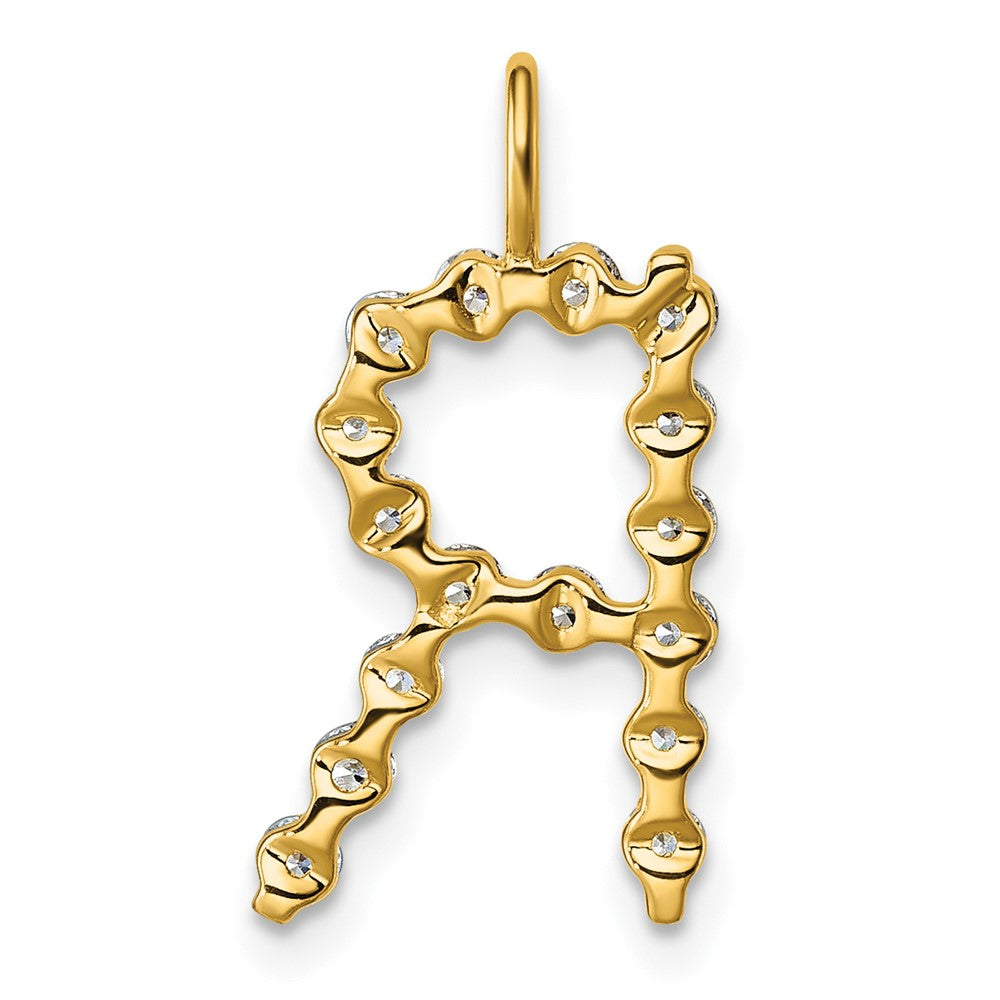 True Origin 14K Yellow Gold 1/2 carat Lab Grown Diamond VS+ F+ Complete Alphabet R Pendant