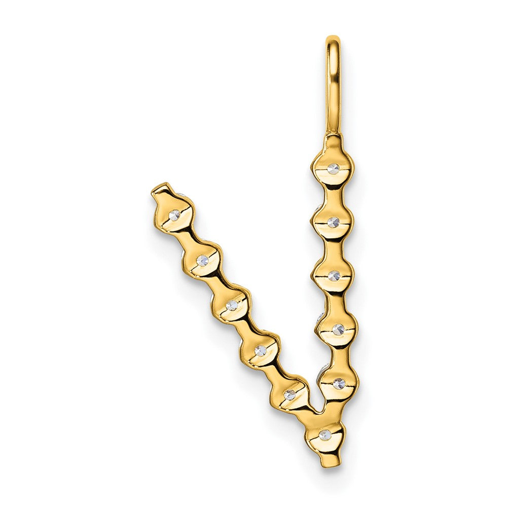 True Origin 14K Yellow Gold 3/8 carat Lab Grown Diamond VS+ F+ Complete Alphabet V Pendant