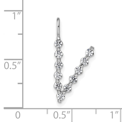True Origin 14K White Gold 3/8 carat Lab Grown Diamond VS+ F+ Complete Alphabet V Pendant
