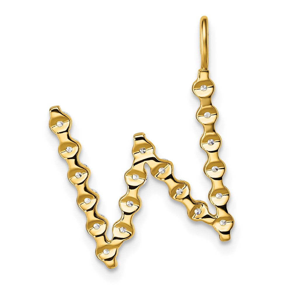 True Origin 14K Yellow Gold 5/8 carat Lab Grown Diamond VS+ F+ Complete Alphabet W Pendant