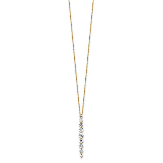 True Origin 14K Yellow Gold 1 carat Lab Grown Diamond VS+ F+ 18 in Complete Vertical Slide Necklace