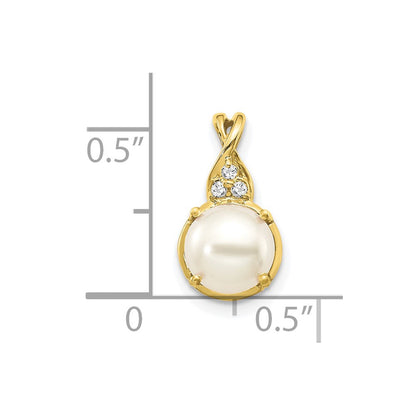 10k June/ 7mm Freshwater Cultured Pearl and Diamond Pendant