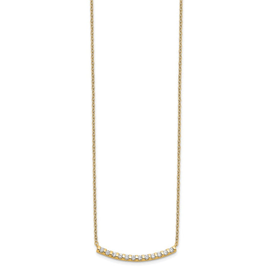 14k 1/4 carat Lab Grown Diamond VS/SI+ G+ Complete 18 inch Curved Bar Necklace