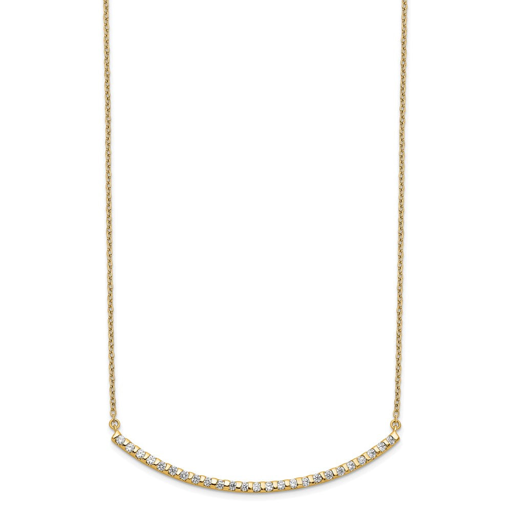 14k 1/2 carat Lab Grown Diamond VS/SI+ G+ Complete 18 inch Curved Bar Necklace