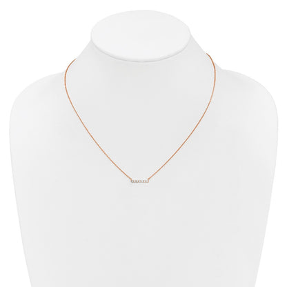 14k Rose Gold 1/4 carat Lab Grown Diamond VS/SI+ G+ Complete 18 inch Bar Necklace