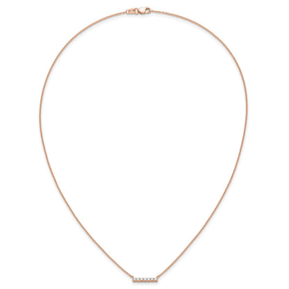 14k Rose Gold 1/4 carat Lab Grown Diamond VS/SI+ G+ Complete 18 inch Bar Necklace