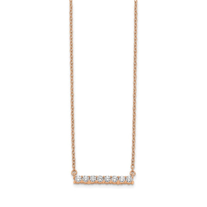 14k Rose Gold 1/3 carat Lab Grown Diamond VS/SI+ G+ Complete 18 inch Bar Necklace