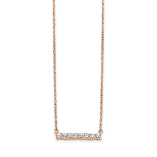 14k Rose Gold 1/3 carat Lab Grown Diamond VS/SI+ G+ Complete 18 inch Bar Necklace