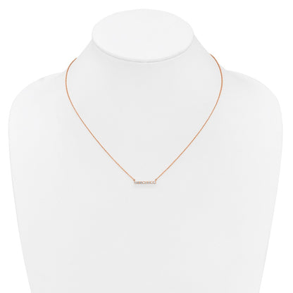 14k Rose Gold 1/3 carat Lab Grown Diamond VS/SI+ G+ Complete 18 inch Bar Necklace