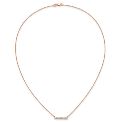 14k Rose Gold 1/3 carat Lab Grown Diamond VS/SI+ G+ Complete 18 inch Bar Necklace