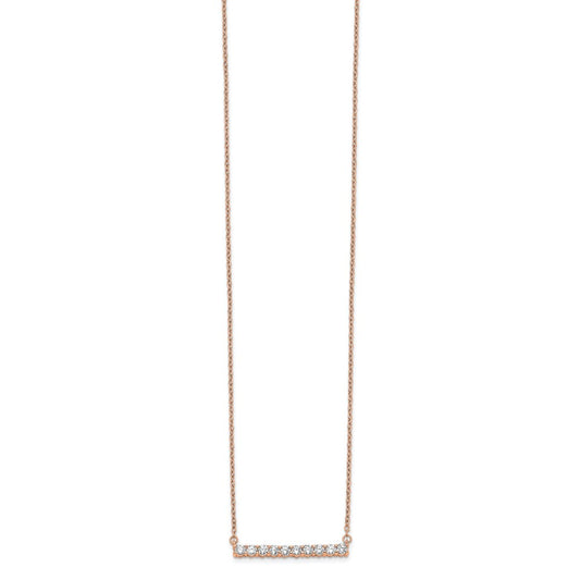 14k Rose Gold 1/2 carat Lab Grown Diamond VS/SI+ G+ Complete 18 inch Bar Necklace