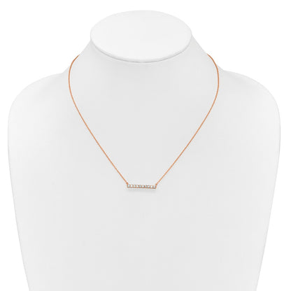 14k Rose Gold 1/2 carat Lab Grown Diamond VS/SI+ G+ Complete 18 inch Bar Necklace
