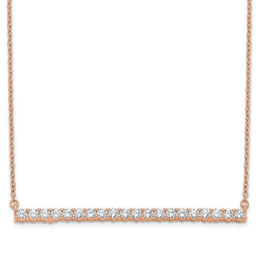 14k Rose Gold 1 carat Lab Grown Diamond VS/SI+ G+ 18 inch Bar Necklace