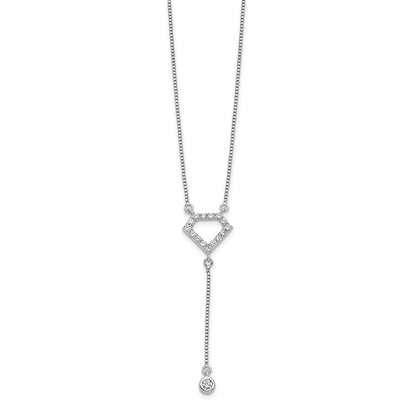 14k White Gold 1/4 carat Lab Grown Diamond VS/SI+ G+ Complete 18 inch Fashion Geometric Diamond Shape Dangle Necklace