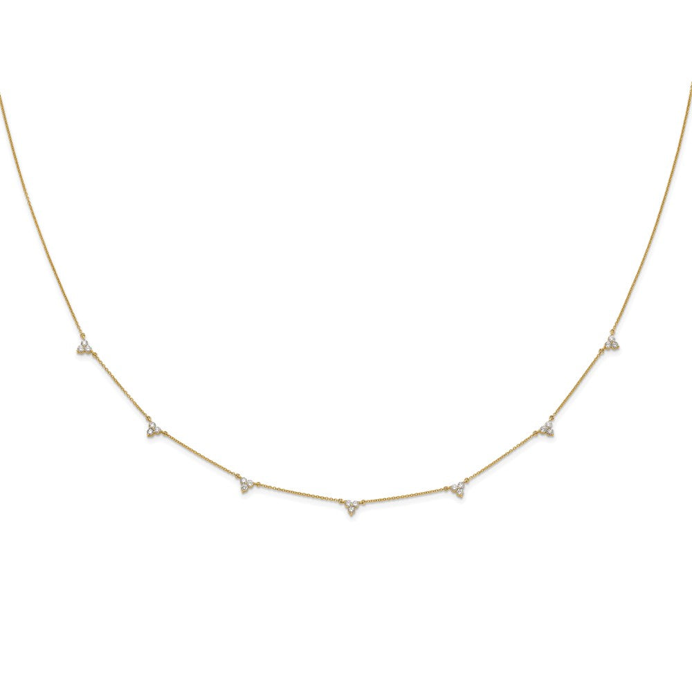 True Origin 14K Yellow Gold 1 carat Lab Grown Diamond VS+ F+ Complete 7 Station 18 in Necklace