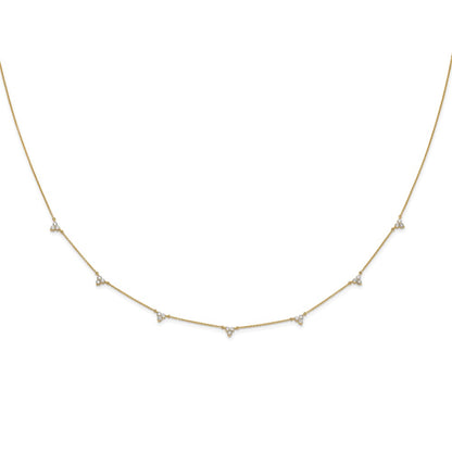 True Origin 14K Yellow Gold 1 carat Lab Grown Diamond VS+ F+ Complete 7 Station 18 in Necklace