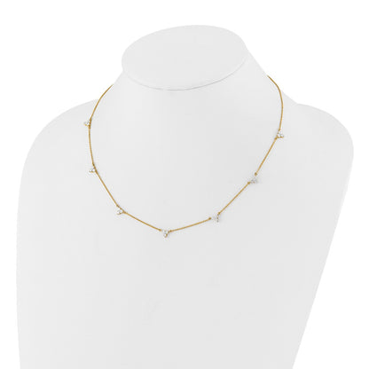 True Origin 14K Yellow Gold 1 carat Lab Grown Diamond VS+ F+ Complete 7 Station 18 in Necklace