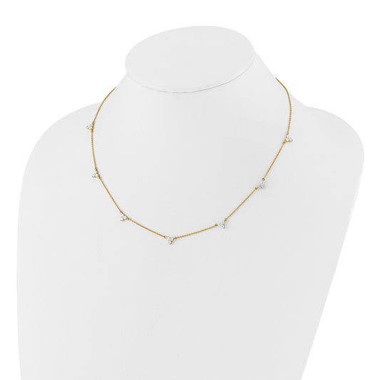 True Origin 14K Yellow Gold 1 carat Lab Grown Diamond VS+ F+ Complete 7 Station 18 in Necklace