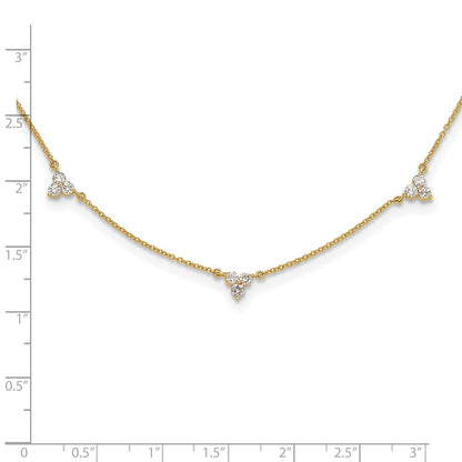 True Origin 14K Yellow Gold 1 carat Lab Grown Diamond VS+ F+ Complete 7 Station 18 in Necklace