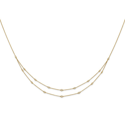 14k 1/2 carat Lab Grown Diamond VS/SI+ G+ Sixteen Station Double Strand 18 inch Necklace