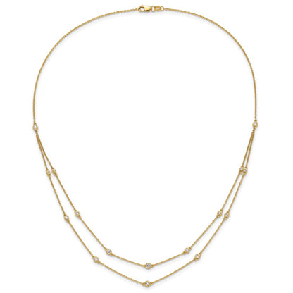 14k 1/2 carat Lab Grown Diamond VS/SI+ G+ Sixteen Station Double Strand 18 inch Necklace