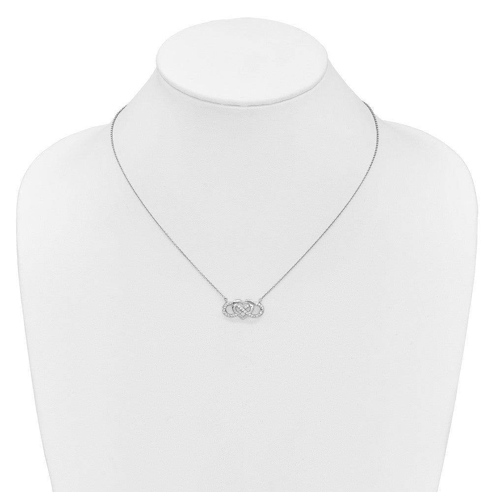 10k White Gold Diamond Infinity Heart 18 inch Necklace