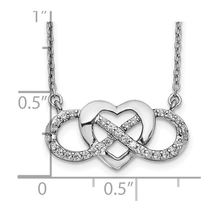 10k White Gold 1/5 carat Diamond Infinity Heart 18 inch Necklace