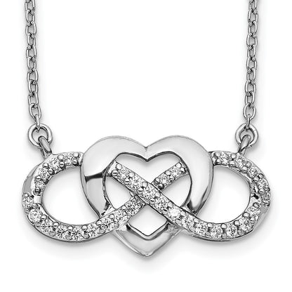 10k White Gold 1/5 carat Diamond Infinity Heart 18 inch Necklace