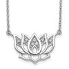 14k White Gold 1/15 carat Lab Grown Diamond VS/SI+ G+ Complete Lotus Flower 18 inch Necklace
