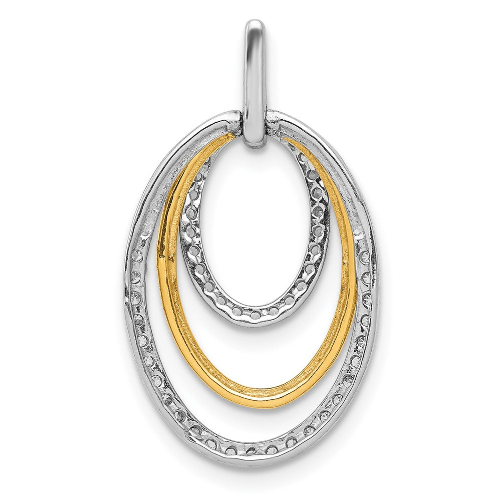 10k Two-tone 1/4 carat Diamond Fancy Triple Oval Pendant