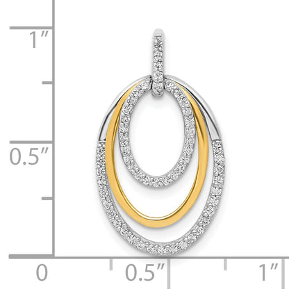 10k Two-tone 1/4 carat Diamond Fancy Triple Oval Pendant