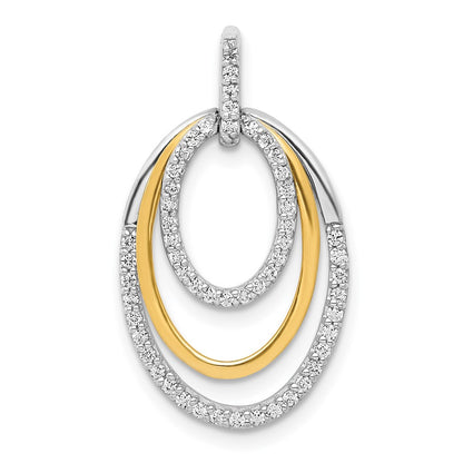 14k Two Tone 1/4 carat Lab Grown Diamond VS/SI+ G+ Complete Triple Oval Dangle Pendant
