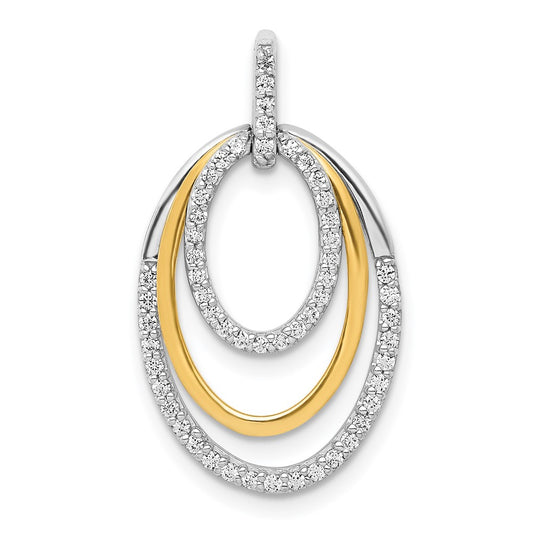14k Two Tone 1/4 carat Lab Grown Diamond VS/SI+ G+ Complete Triple Oval Dangle Pendant