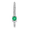 14k White Gold 1/6 carat Lab Grown Diamond VS/SI+ G+ and Lab Created Emerald Chain Slide Pendant