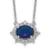 14k White Gold 3/8 carat Lab Grown Diamond VS/SI+ G+ and Created Sapphire 18 inch Necklace