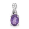 14k White Gold 7x5mm Oval Amethyst and Diamond Pendant