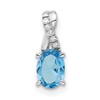 14k White Gold 7x5mm Oval Blue Topaz and Diamond Pendant