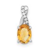 14k White Gold 7x5mm Oval Citrine and Diamond Pendant