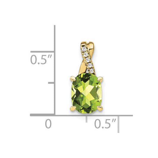 10k 7x5mm Oval August/ Peridot and Diamond Pendant