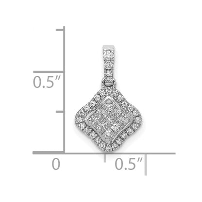 10k White Gold 1/4 carat Diamond Cluster Pendant
