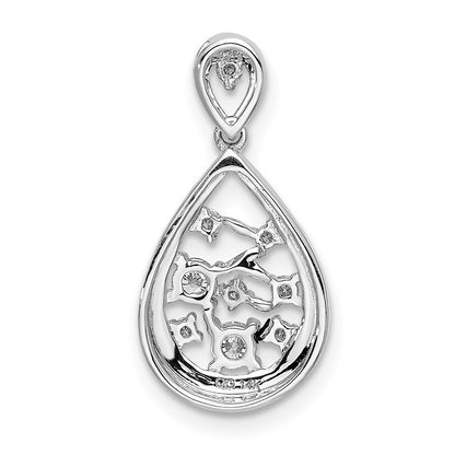 14k White Gold 1/5 carat Lab Grown Diamond VS/SI+ G+ Complete Cluster Double Teardrop Pendant