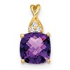 14k 7mm Cushion Checkerboard February/Amethyst and Diamond Pendant