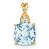 14k 7mm Cushion Checkerboard March/Aquamarine and Diamond Pendant