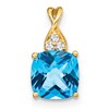 14k 7mm Cushion Checkerboard December/Blue Topaz and Diamond Pendant