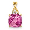 10k 7mm Cushion Checkerboard October/ Lab-Created Pink Sapphire and Diamond Pendant
