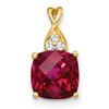 14k 7mm Cushion Checkerboard July/Lab Created Ruby and Diamond Pendant