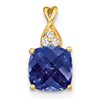 10k 7mm Cushion Checkerboard September/ Lab-Created Sapphire and Diamond Pendant